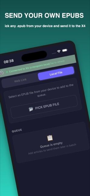 Send your own EPUB files from your device